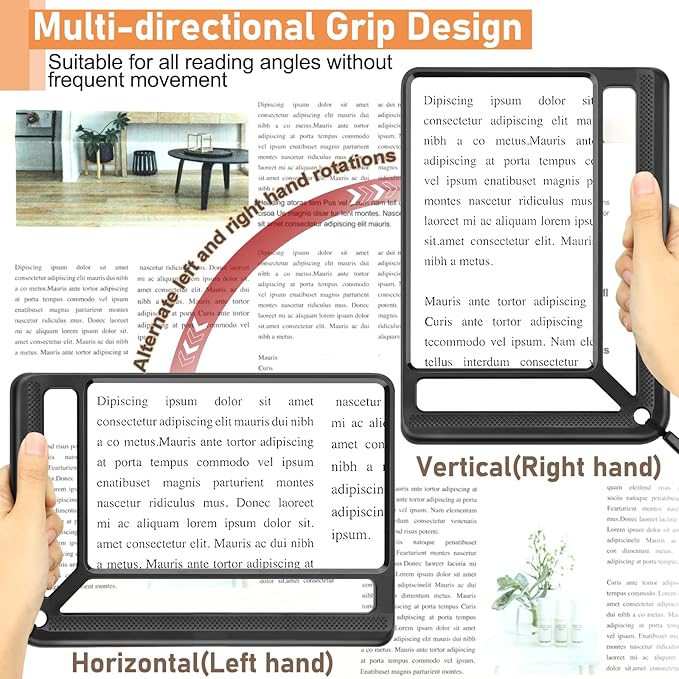 5X Full Page Magnifying Glass for Reading, Lightweight Rectangular Magnifier Provides Large Book Page Viewing Area, Upgraded Handheld Magnifier for Reading Small Prints for Seniors, Low Vision