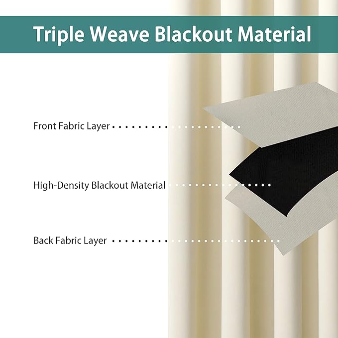 BONZER Room Divider Blackout Curtain Extra Wide Room Darkening Total Privacy Wall Noise Reducing for Apartment, Studio, 108L x 120W Inch (9L x 10W ft), 1 Panel, Cream