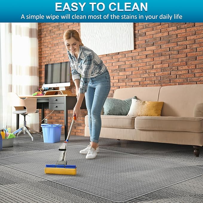 Desk Chair Mat for Carpeted Floors, 30" X 48", Transparent Office Chair Mat for Low Pile Carpets, Plastic Floor Mat for Office Chair on Carpet for Work, Home, Gaming, Easy Glide (Rectangle)