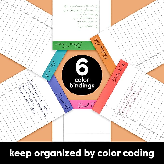 PAPERAGE Lined Legal Pads, (Rainbow), 12 Pack Note Pads, 50 Sheets Each, Wide/Legal Ruled, Note Pads, Paper, 5 inches x 8 inches