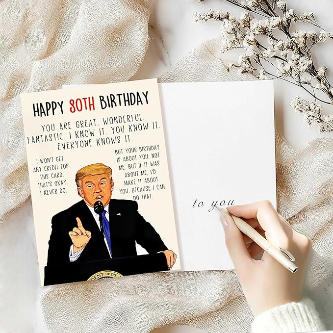Funny Trump 80th Birthday Card, Hilarious 80 Years Old Birthday Card Gift for Men Women, Great 80th Birthday Gifts for Friends, Dad, Mom, Husband, Wife, Brother, Sister