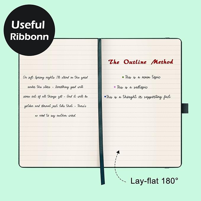 Ruled Notebook/Journal - Classic Lined Journal/Notebook, 5.3'' x 8.26'', Hardcover with Thick Paper, Banded + Pen Holder +Inner Pocket - Turquoise
