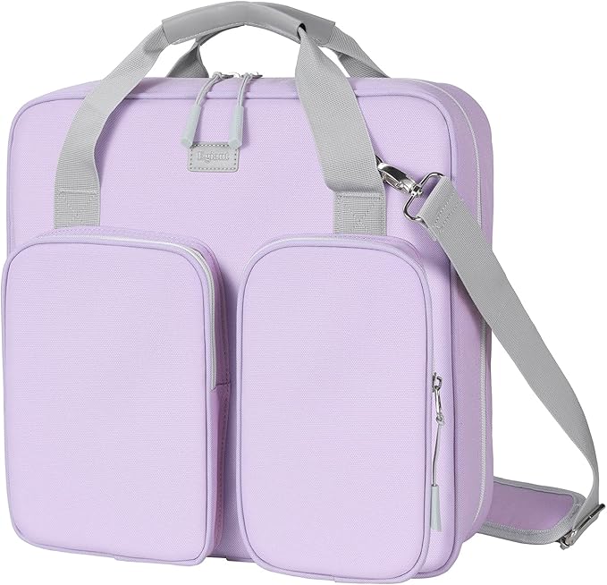 4 Inch 3 Ring Zipper Binder with Shoulder Strap & Handle & Multi-Pocket - 4" Binder with Zipper for School, Compatible with 13-Inch MacBook/Tablet -Patent Design Purple