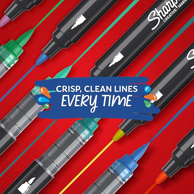 Sharpie Creative Paint-like Brush Tip Acrylic Markers, Assorted Colors, 12 Count, Perfect for Art and Craft Supplies