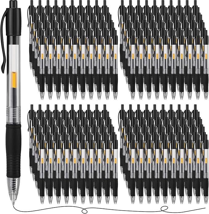 Jetec 500 Pcs Premium Gel Roller Pens Bulk, Fine Point 0.7 mm, Retractable Gel Ink Roller Ball Pens for Writing Journaling Taking Notes Office (Black)