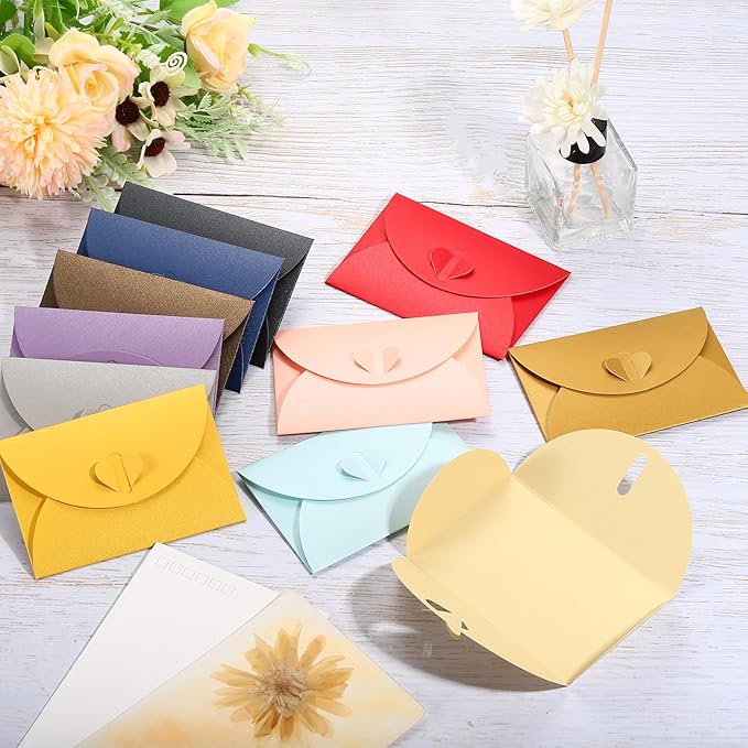 PATIKIL Gift Card Envelopes, 12 Pack Heart Shaped Clasp Small Gift Cards Holder Mini Envelope for Birthdays Weddings, Purple