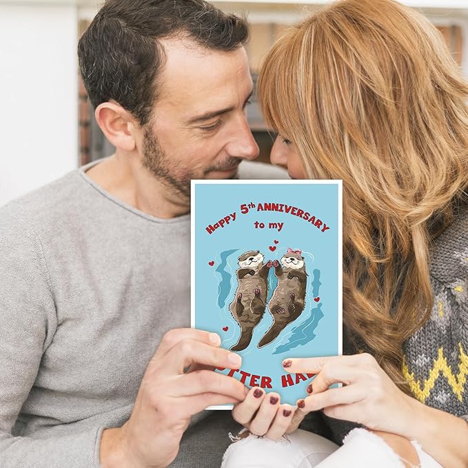 Happy 5th Anniversary Card Gift for Husband,Wife,Romantic Fifth Anniversary Card for Boyfriend or Girlfriend,Lovely Five Year Wedding Anniversary Card for Women Men Him Her