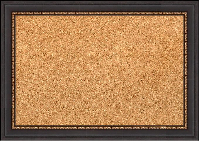 Amanti Art Natural Cork Board for Wall, 15x21 Vision Board with Black Wood Frame, Small Corkboard Office Decor for Home Organization, Traditional Corkboard Pinboard to Display Items for Home
