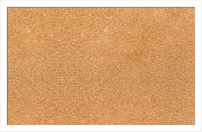 Amanti Art Natural Cork Board for Wall, 15x23 Vision Board with White Frame, Small Corkboard Office Decor for Home Organization, Modern Corkboard Pinboard to Display Items for Home Organization in