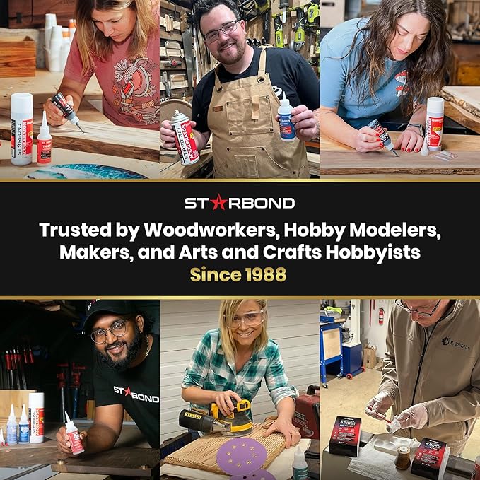 STARBOND Black Medium-Thick CA Glue, Premium Cyanoacrylate Super Glue, Knot Filler 500 CPS Viscosity, for Woodworking, Woodturning, Carpentry, Guitar, RC, Hobby, 2oz