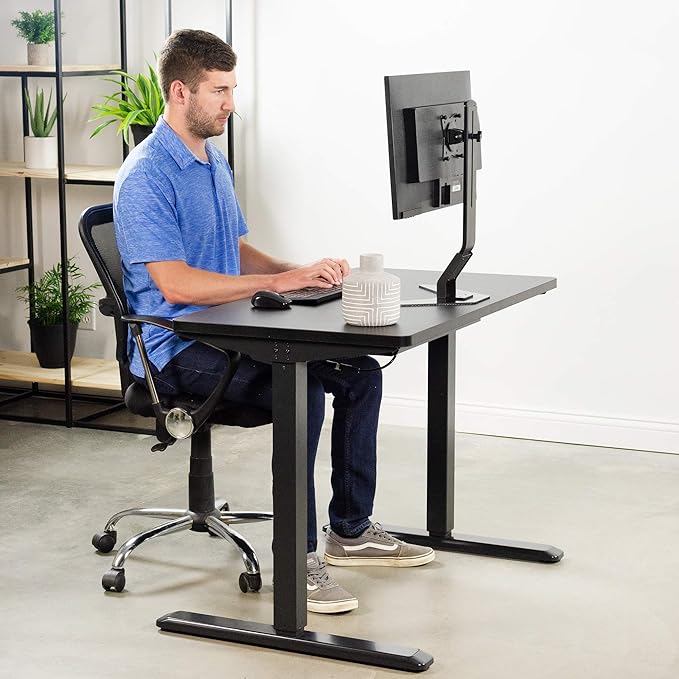 VIVO Black 43 x 24 inch Universal Solid One-Piece Table Top for Standard and Sit to Stand Height Adjustable Home and Office Desk Frames, DESK-TOP43B