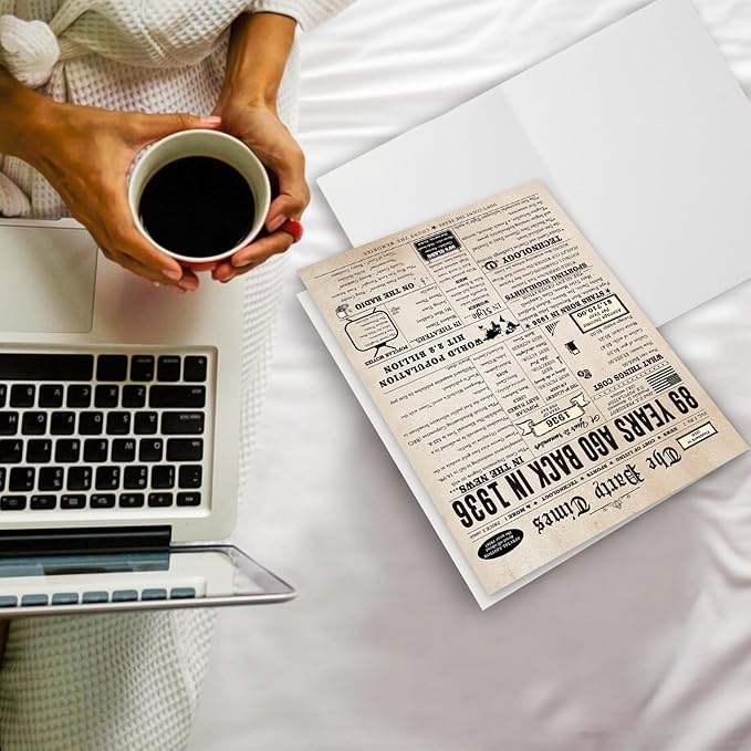 89th Birthday Card Gifts for Women Men, Retro Birthday Cards for 89 Year Old Mom Dad Grandpa Granny, Funny 89th Bday Decorations