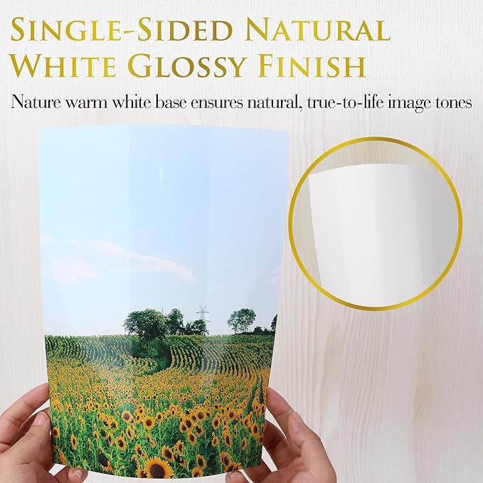 A-SUB Inkjet Glossy Photo Paper 8.5X11 Inches 48lb 180gsm Professional Glossy Photographic Paper for Inkjet Printers Dye Ink 100 Sheets