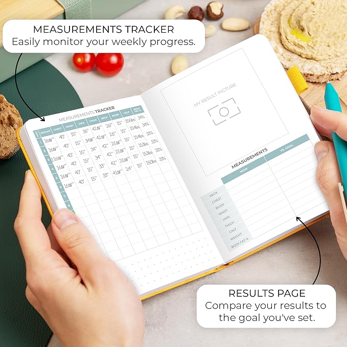 Clever Fox Food Journal Pocket - Daily Food Diary, Meal Planner to Track Calories & Nutrients, Weight Loss Tracker Notebook, 4x5.5” (Amber Yellow)