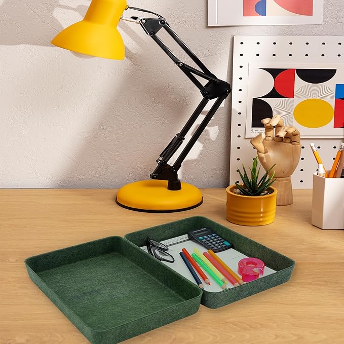 Welaxy 2-piece Office desk drawer organizer tray letter-size documents paper book file Folder Holder storage bins (Forest Green)