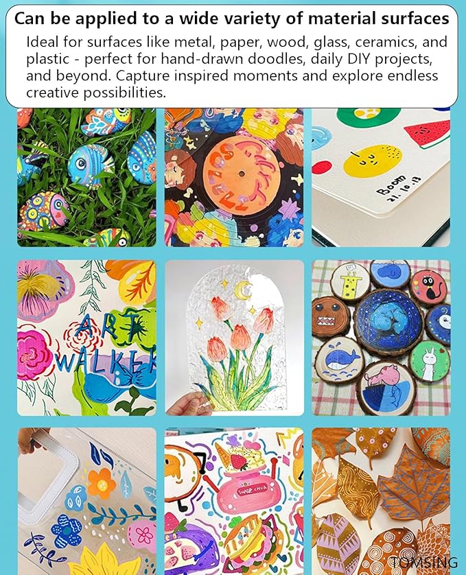 24 Colors Brush Markers Pens,Water-based Ink and Quick-Drying,Painting Supplies Perfect for Plastic Sheets Fabric Bags Ceramics Stone Pottery Wood and Handmade Crafts（24 Colors）