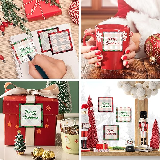 9 Pieces Christmas Plaid Sticky Note Christmas Plaid Design Self-Adhesive Note Pads Christmas Plaid Sticky Memo Notes for Xmas School Office Home Supplies Students Teachers Present 9 Styles