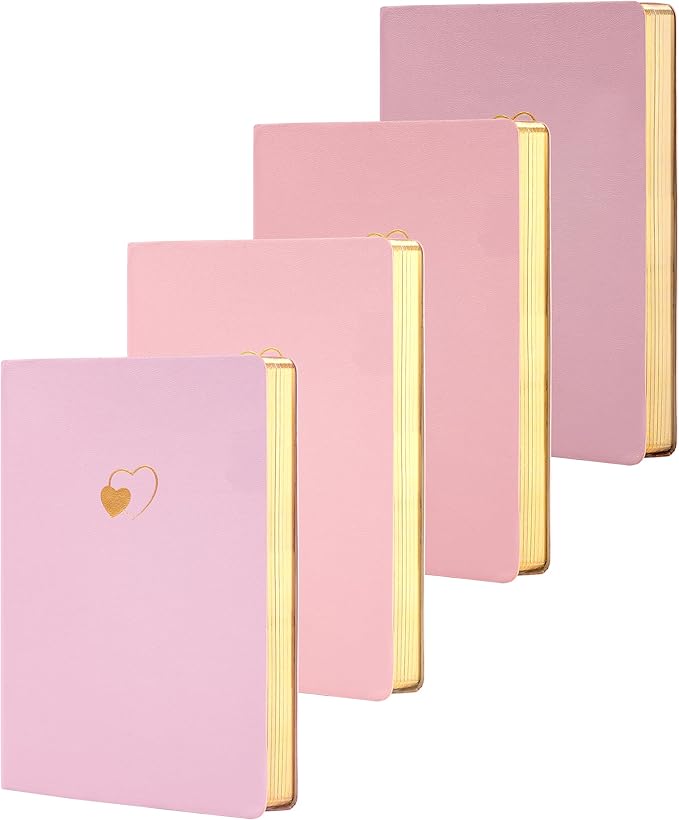 CAGIE Lined Journal Notebook for Women and Girls 256 Pages Cute Diary with Heart-Shaped Leather Journals for Writing A5 Soft Cover Notebooks for Work School (Pink Gradient, A5)