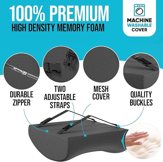FORTEM Seat Cushion and Lumbar Support for Office Chair, Desk Chair Cushion, Memory Foam Office Chair Cushion, Non Slip Sitting and Back Pillow for Gaming, Car Seat Cushion, Chair Pad, XL