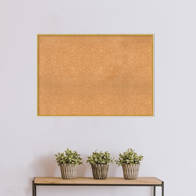 Amanti Art Natural Cork Board for Wall, 29x41 Vision Board with White Frame, X-Large Corkboard Office Decor for Home Organization, Modern Corkboard Pinboard to Display Items for Home Organization in