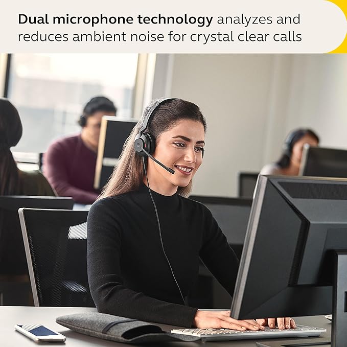 Jabra Evolve2 30 SE Wired Stereo Noise-Cancelling Headset - Features 2-Mic Call Technology and USB-C Cable - Works with All Leading Unified Communications Platforms Such as Zoom & Google Meet - Black
