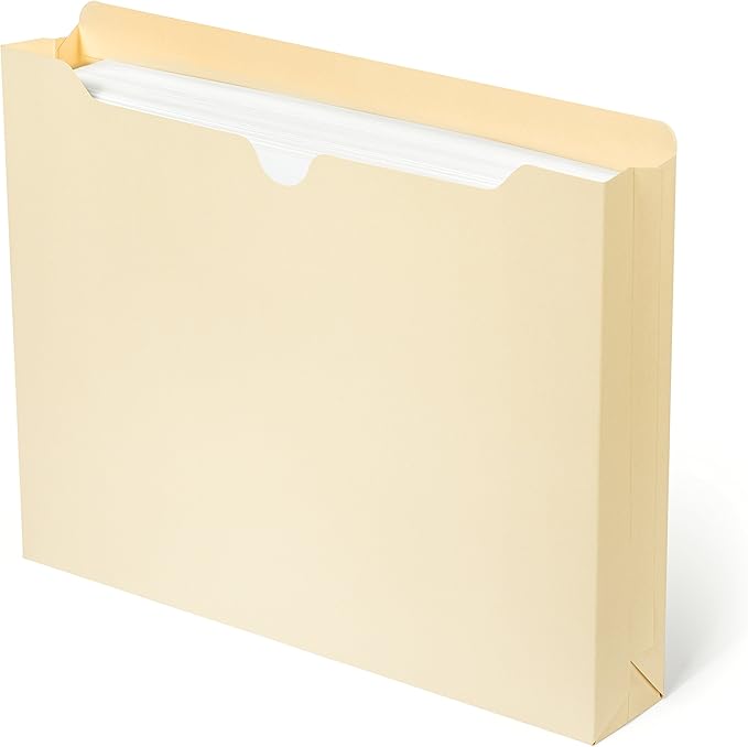 Blue Summit Supplies 2 Inch Manila File Jacket, 50 Folders, Reinforced Straight Cut Tab, Heavy Duty 2 Inch Expansion Pocket, Letter Size, 50 Pack