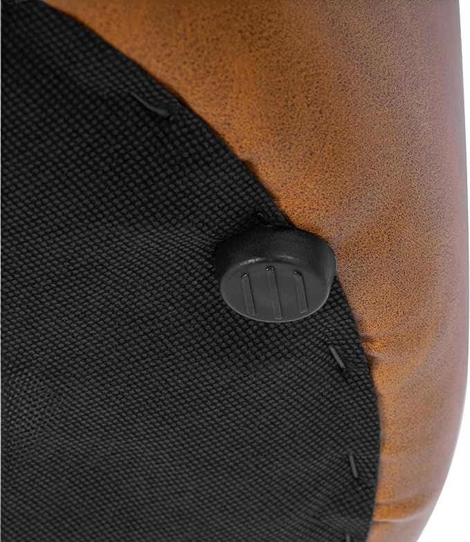 HomePop Upholstered Faux Leather Round Ottoman Home Décor|Foot Rest Ottoman- Carmel Brown