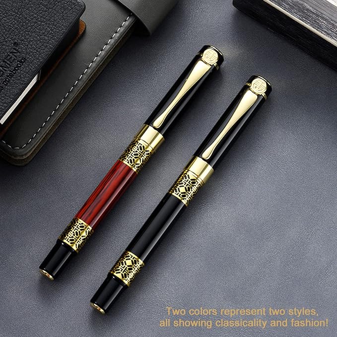 YIVONKA Ballpoint Pen Black Refill,Classical retro style Luxury Pen,Best Ball Pen Gift Set for Men & Women Professional Executive,Office,Nice Pens Classy Gift Box (2 Pack Red)