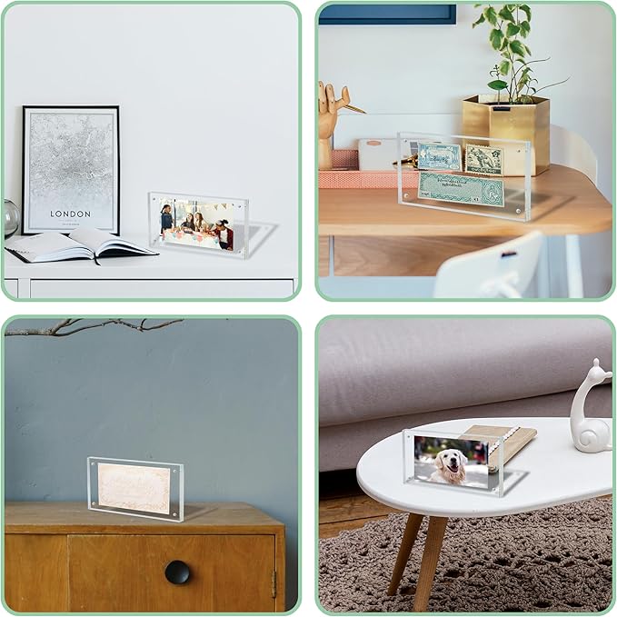 Dollar Bill Frame Display Acrylic Dollar Bill Holder 3.9X7.8Inch Thickened Frame for Dollar Bill Display Case Magnet Currency Display Frame Self Standing for Money Ticket Picture Photos Display Case