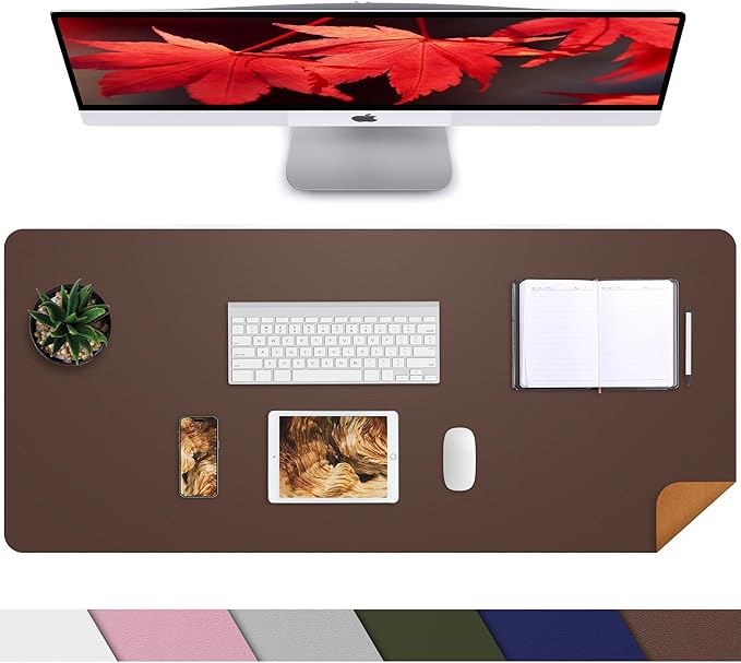 Desk Mat,35.4" x 17" Leather Desk mat,Double-Sided Desk Pad,Desk matt for Desktop,Large Mouse Pad,Office Desk mat,Waterproof Desk Blotter pad for Office&Home(Black+Cork)