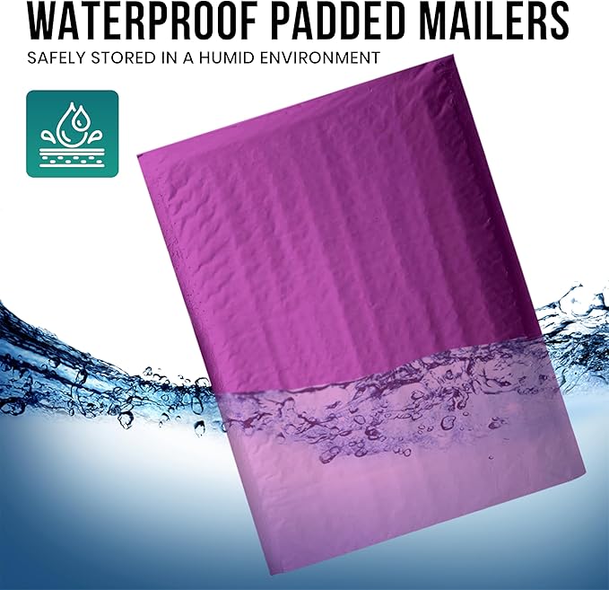 Levex - #0 6" x 10" [5 Pack] Purple Poly Bubble Mailers, Padded Envelope Mailers, Packing Envelope & Mailing Bags for Shipping