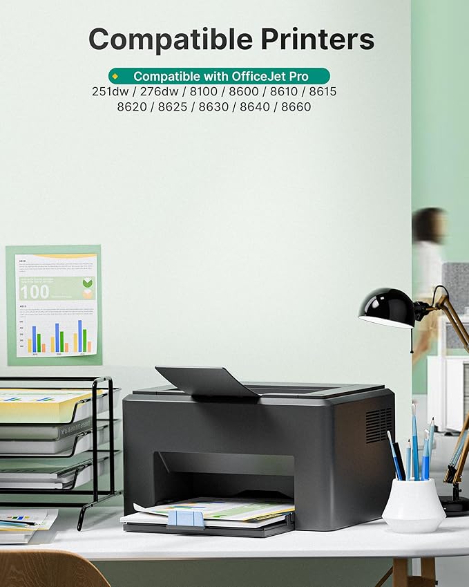 950XL 951XL Ink Cartridges Combo Pack Compatible for HP 950 951 Ink Cartridges Combo Pack for HP OfficeJet Pro 8600 8610 8630 8620 8615 8625 8100 276DW 251DW Printer(4 Pack Black Cyan Magenta Yellow)