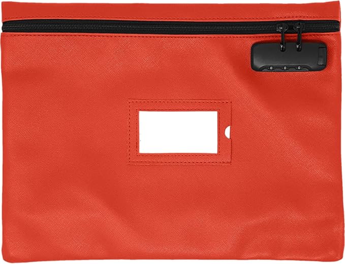 Red Notary Bag with Lock | 14x11 inch | Zipper Document Bag | Locking Case for Notary Kit, Stamp, Embosser, Ink Pad, and Valuables