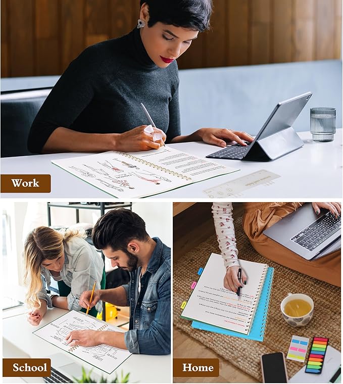 Dotted Notebook, Spiral Notebook Journal 8.5” x 11”, A4 Large Dot Grid Notebooks for Women Men, 100 GSM Dotted Paper, Plastic Hardcover Spiral Bullet Journals for Work School Sketching, Green