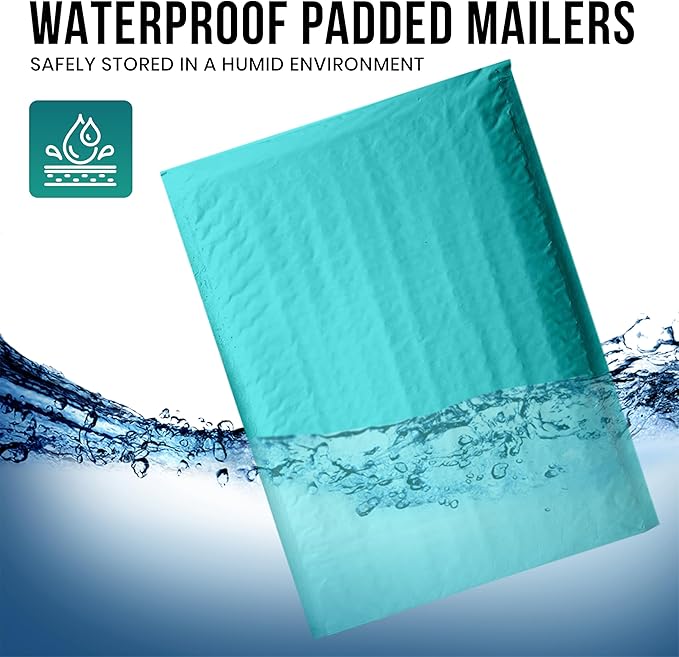 Levex - #0000 4" x 6" [5 Pack] Teal Poly Bubble Mailers, Padded Envelope Mailers, Packing Envelope & Mailing Bags for Shipping