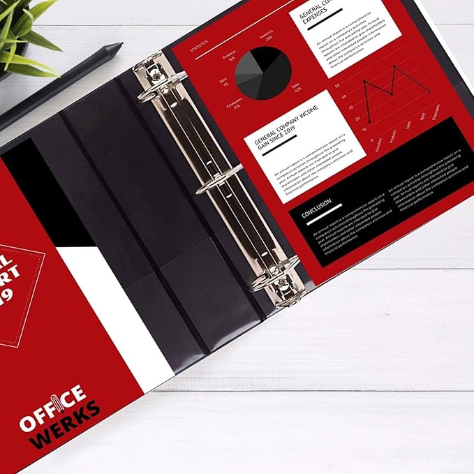 3 Ring Binder, 2.5 Inch D Ring Binders, 8.5" x 11" Presentation Folder View Binder with Pockets, Durable Non-Stick Customizable Clear View Cover for Documents, Files, Projects (Black)