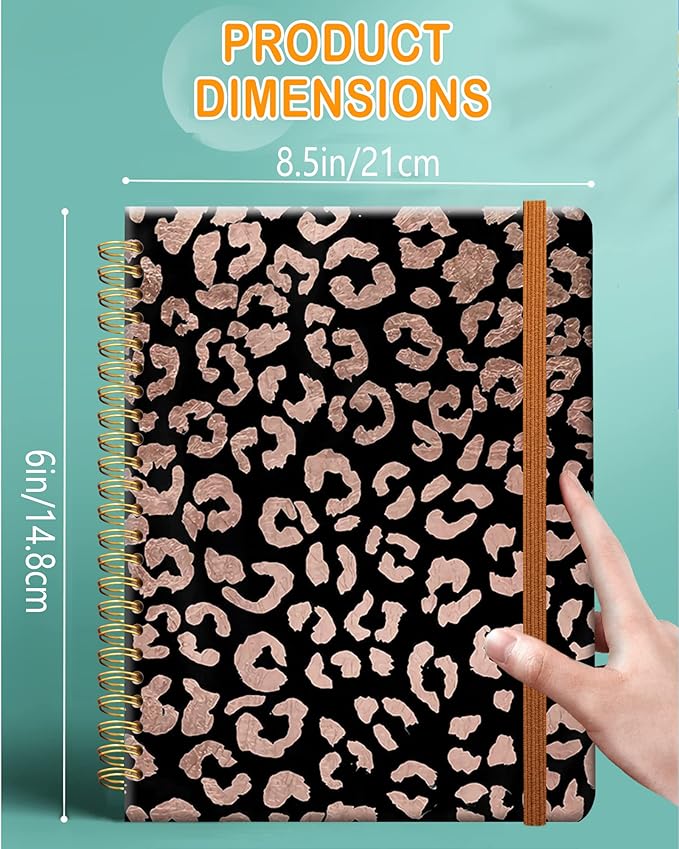 Ruled Spiral Writing Notebook,A5 Hardcover Lined College Journal for Women Lady Girl,Fashion Strong Twin-Wire Binding with Premium Paper,8.4" X 6",Perfect for School,Office,Home Gifts(Rose Gold