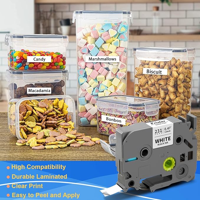 30x Replace for Brother Label Maker Tape 12mm 0.47 Laminated White TZ Tape Work with Brother P Touch PTH210 PTD220 PTH110 PT-1280 PT-1880 Label Maker Refills, Black on White, 1/2 Inch x 26.2 Feet