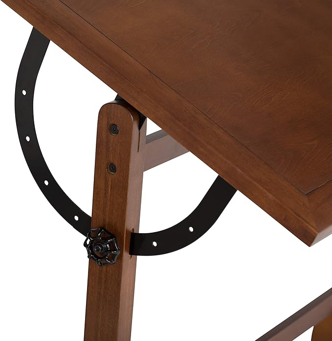 Studio Designs Vintage Drafting Table - Antique Design Solid Wood Drafting Table with Built-In Pencil Groove and Pencil Ledge - Angle Adjustable Work Surface