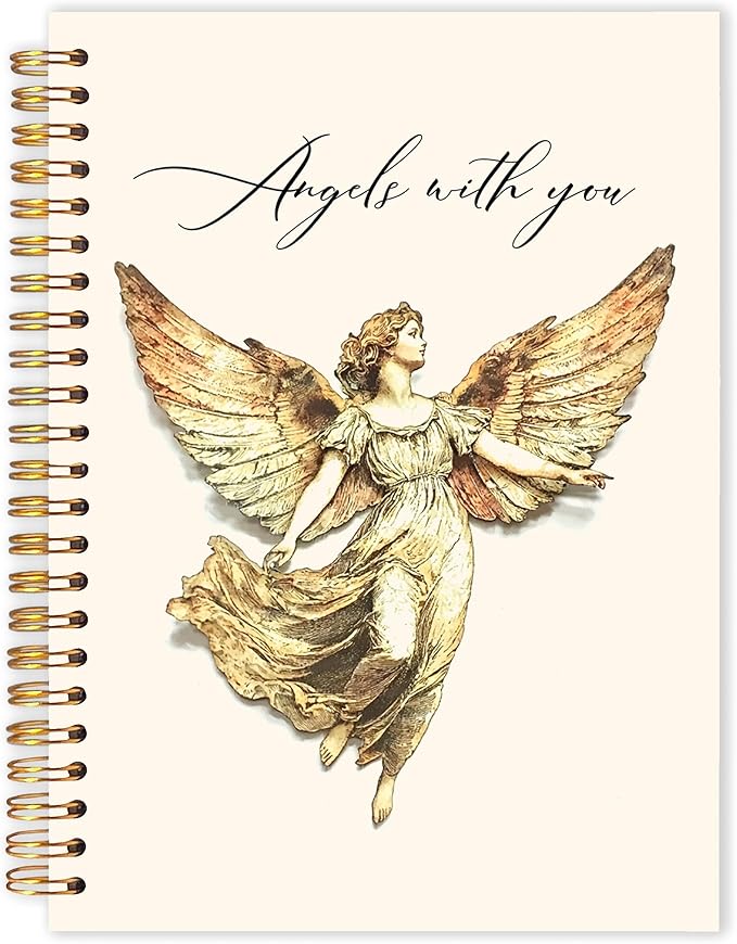 Qabliqo Angel Christian Spiral Notebooks, Faith Based Gifts Journals for Writing, Religious Christian Journal for Women, Prayer Journal, Angels with You Notebook for Note Taking, 5.5x8.3 Inch