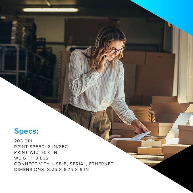 ZEBRA GX420d Direct Thermal Desktop Printer Print Width of 4 in USB Serial and Ethernet Port Connectivity GX42-202410-000