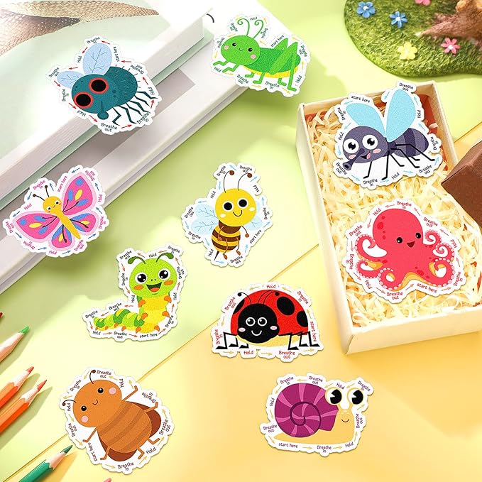 80 Pcs Anxiety Sensory Stickers with Inspirational Quotes Calm Textured Strips Relief Mental Health Stickers School Office Adhesive Sensory Tape Anti Stress Toys for Adults Teens (Retro)