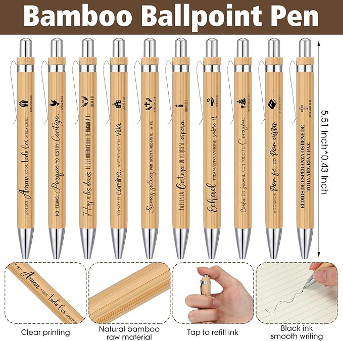 20 Pcs Spanish Christian Gifts Bulk Religious Notebooks with Bible Verse Pens,Inspirational Spiral Prayer Journal and Pen Set Church Gifts for Women Men Sunday Church Party Favors (Kraft)