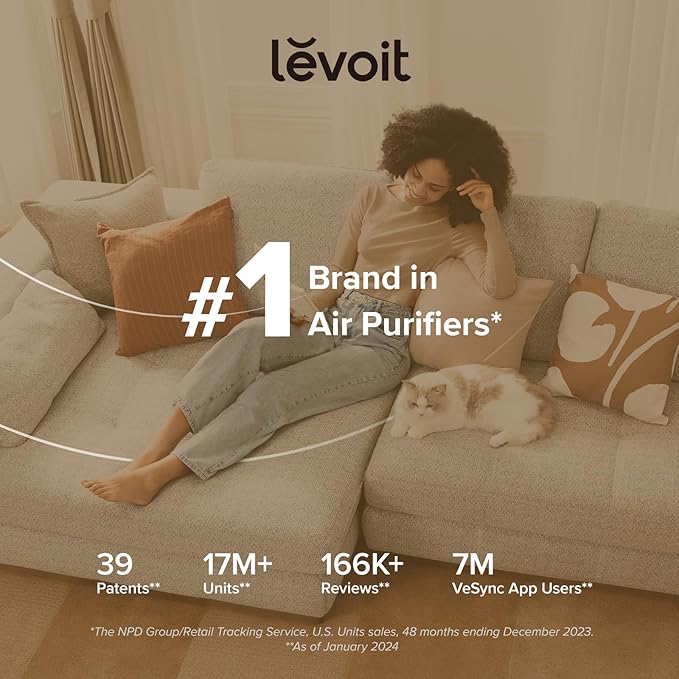 LEVOIT Air Purifiers for Bedroom Home, 3-in-1 Filter Cleaner with Fragrance Sponge for Better Sleep, Filters Smoke, Allergies, Pet Dander, Odor, Dust, Office, Desktop, Portable, Core Mini-P, Black