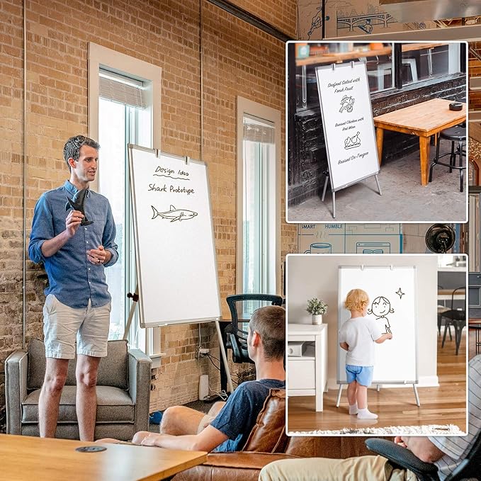 Easel Whiteboard - Magnetic Portable Dry Erase 40 x 28 Tripod Height Adjustable, Flipchart Easel Stand White Board for Office (40x28 White)