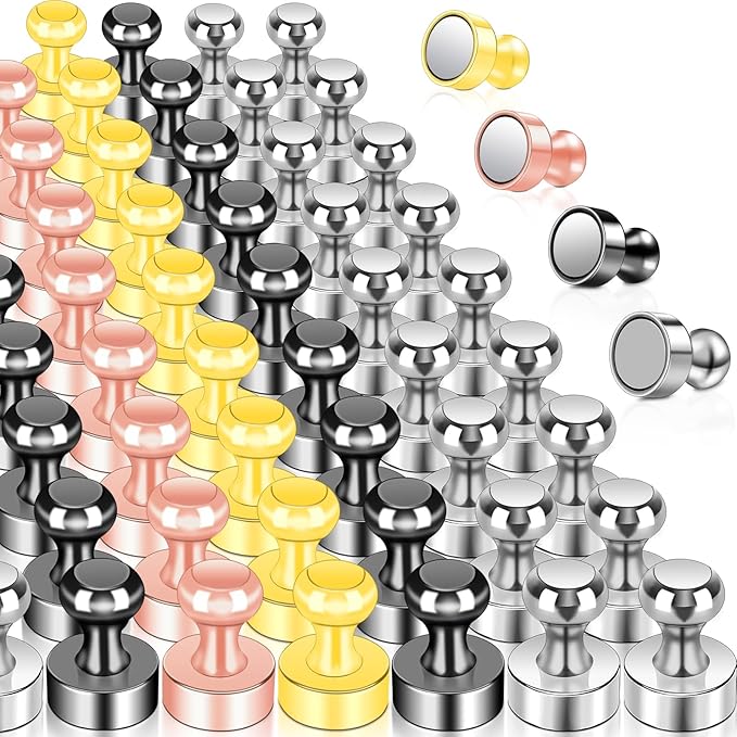 50 Pack Fridge Magnets, 4 Color Small Strong Rare Earth Magnets for Whiteboard, Push Pin Neodymium Magnet Refrigerator Magnet for Office, Classroom, Kitchen, Home