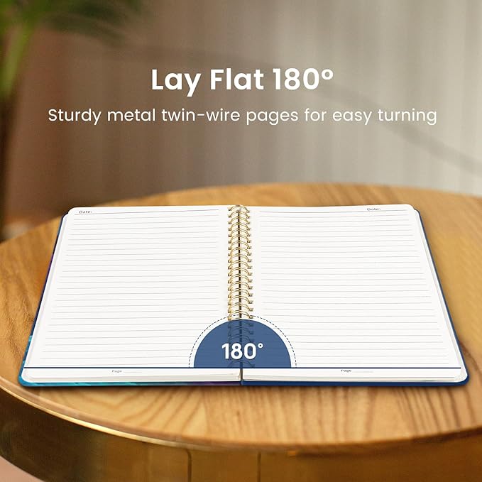 Pretty Cute Lined Spiral Journal Notebook for Women, Aesthetic College Ruled Notebook for Work & Note Taking, A5 Hardcover Journal for Writing, 140 Pages, Cosmic Clouds