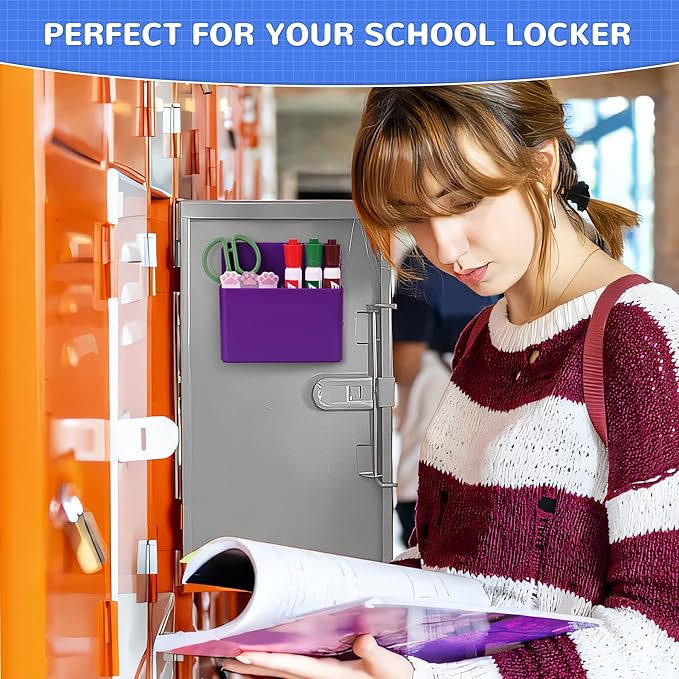 Magnetic Dry Erase Marker Holder, Magnetic Pen Marker Holder for Whiteboard, Fridge, Locker Accessories, School, Office, Home, Magnet Pen Cup,1 Pack, Purple