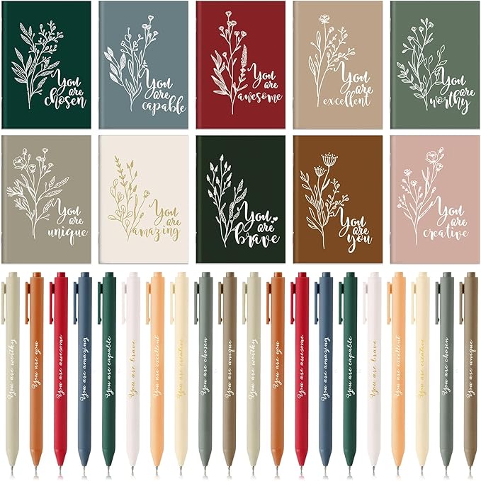 60 Pcs Inspirational Notebooks Motivational Mini Notepads Bulk Aesthetic Mini Notebook with Pen Employees Appreciation Gifts for Social Worker Coworkers Teachers Office (Joyous Colors)
