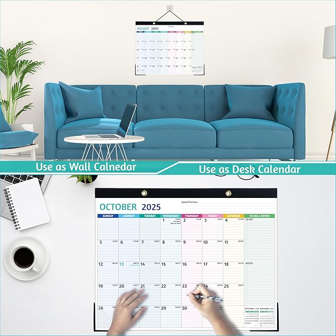 2025-2026 Desk Calendar – Shipped Flat, Large Desk Calendar, 22'' x 17'', Jul 2025 – Dec 2026, 18 Monthly Calendar, Best Desk/Wall Calendar with Desk Pad, To-do Lists, Ruled Blocks, Corner Protectors